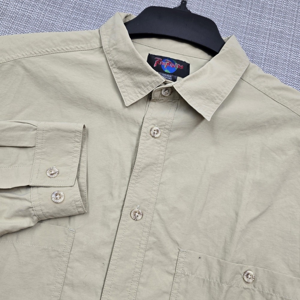 RailRiders Shirt Mens 2XL Beige Nylon Long Sleeve Button Up Outdoor Hiking